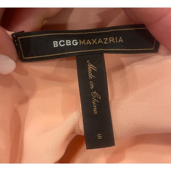 BCBGMaxAzria Blush Pink One Shoulder 100% Silk Ruffle Blouse Top Size S - Picture 13 of 15